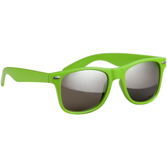 Lime Green Silver Mirrored Custom Sunglasses