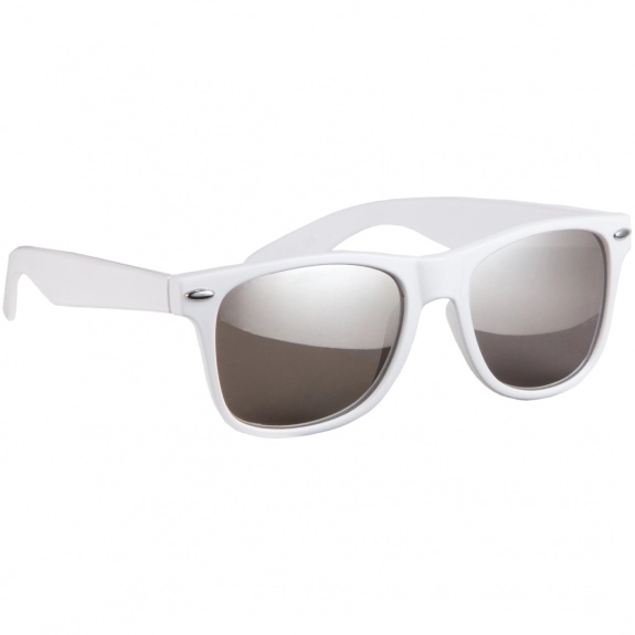 White Silver Mirrored Custom Sunglasses