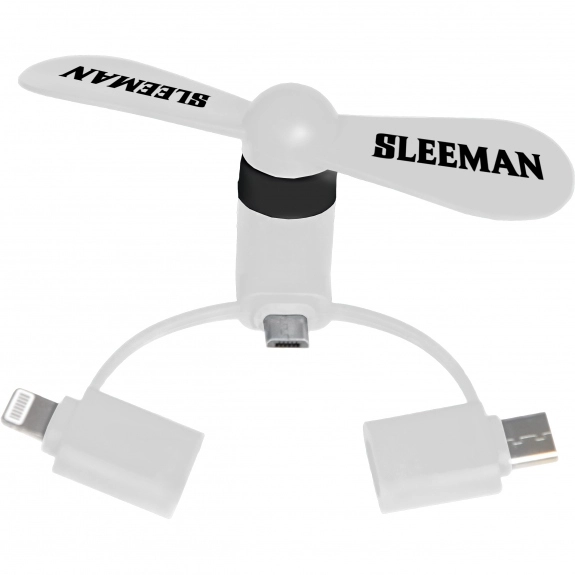White OverCool Mini USB Promotional Fan