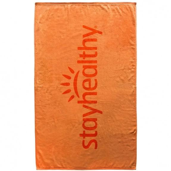 Orange Terry Velour Custom Beach Towel - 35" x 60"