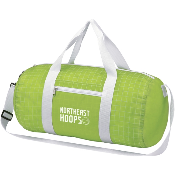 White / Lime Green - Cross Check Polyester Custom Duffel Bag