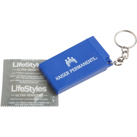 Blue Custom Condom Keychains