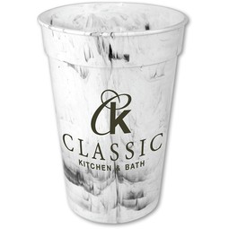 White Marble Promotional Stadium Cup - 17 oz.