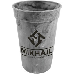 Grey Marble Promotional Stadium Cup - 17 oz.
