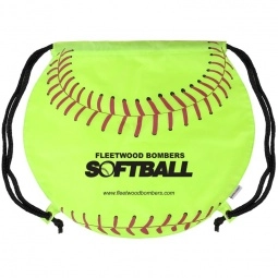 Neon Green GameTime! Softball Imprinted Drawstring Backpack - 17"w x 14.5"h