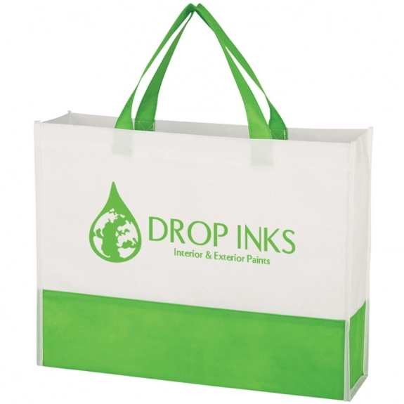 Green Water-Resistant Non-Woven Custom Tote Bag - 15"w x 11.5"h x 3.5"d 