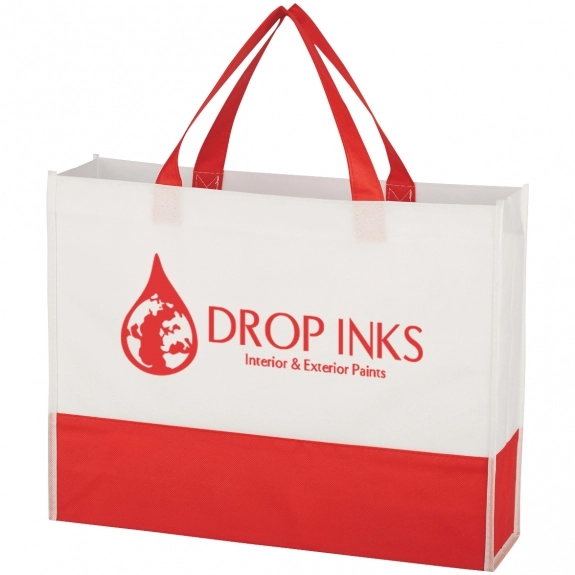 Red Water-Resistant Non-Woven Custom Tote Bag - 15"w x 11.5"h x 3.5"d 