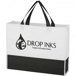 Black Water-Resistant Non-Woven Custom Tote Bag - 15"w x 11.5"h x 3.5"d 