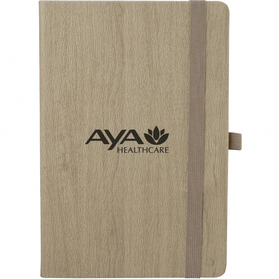 Tan - Wood Grain Lined Custom Notebook - 5.63"w x 8.78"h