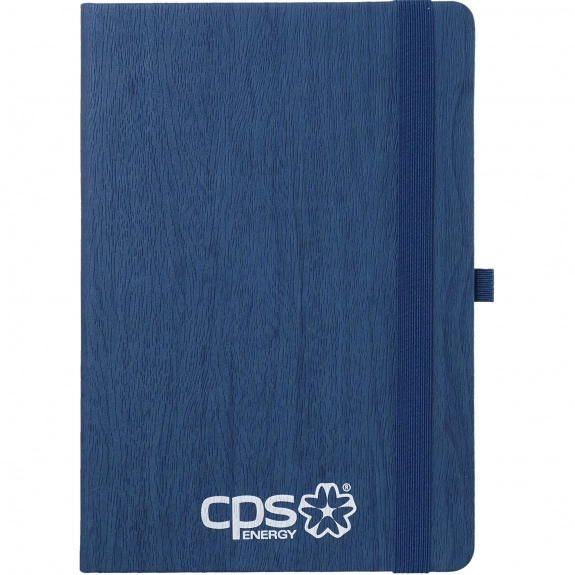Blue Wood Grain Lined Custom Notebook - 5.63"w x 8.78"h
