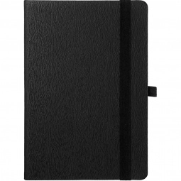 Black Wood Grain Lined Custom Notebook - 5.63"w x 8.78"h