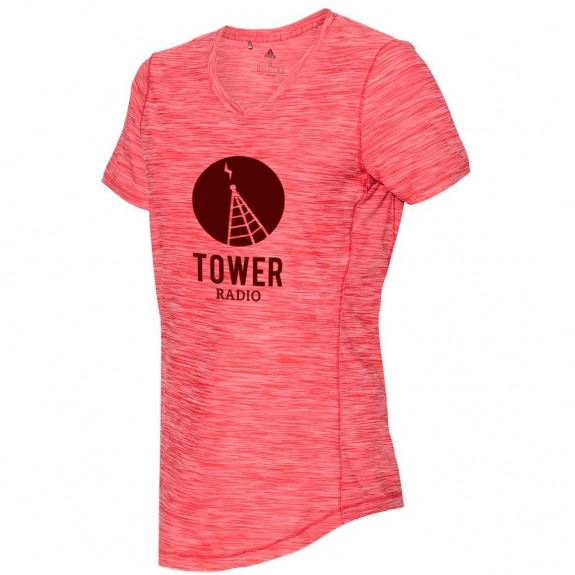Colligiate Red Heather Adidas Melange Tech Custom T-Shirt - Women's