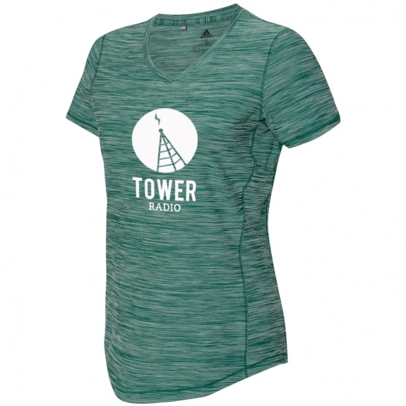 Collegiate Green Heather Adidas Melange Tech Custom T-Shirt - Women's