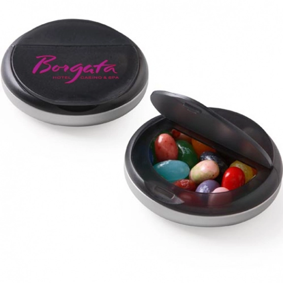 Black Full Color Jelly Belly Snap Top Promotional Candy Case - 1.4 oz.