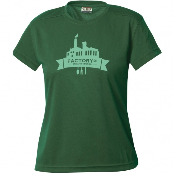 Bottle Green Clique Ice Tee Performance Custom T-Shirts - Women's