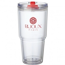 Red - Clear Hot/Cold Custom Tumbler w/ Color Closure - 26 oz.