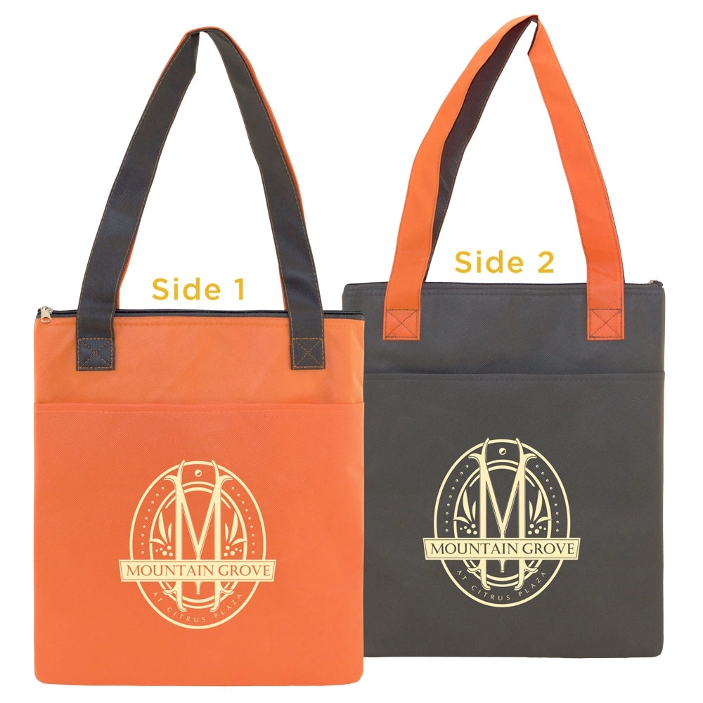 TwoTone NonWoven Insulated Custom Tote Bag 13w x 16h