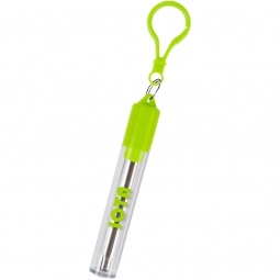 Lime Stainless Steel Collapsible Custom Straw w/ Travel Keychain Case