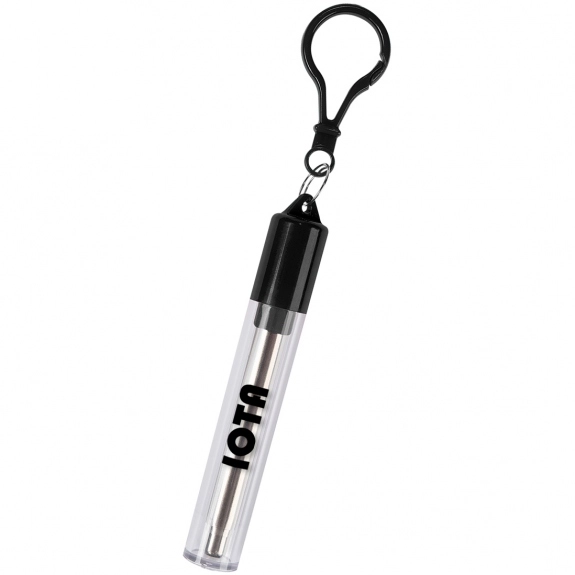 Black Stainless Steel Collapsible Custom Straw w/ Travel Keychain Case