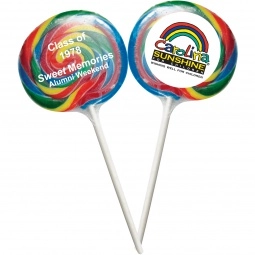 Full Color Rainbow Swirl Tutti Frutti Promotional Lollipop