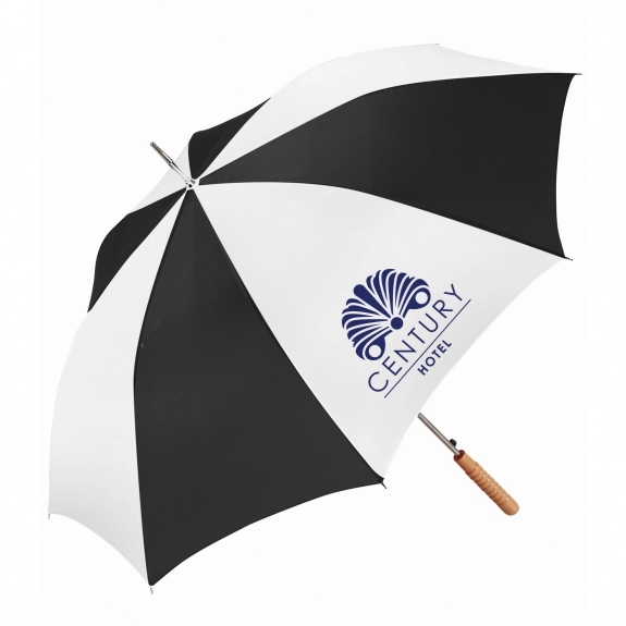 Black / white - Peerless Automatic Promotional Stick Umbrella - 48"