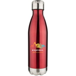 Red Full Color Vacuum Insulated Stainless Steel Custom Water Bottle - 17 oz