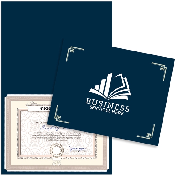 Navy Blue - Linen Custom Logo Certificate Folder