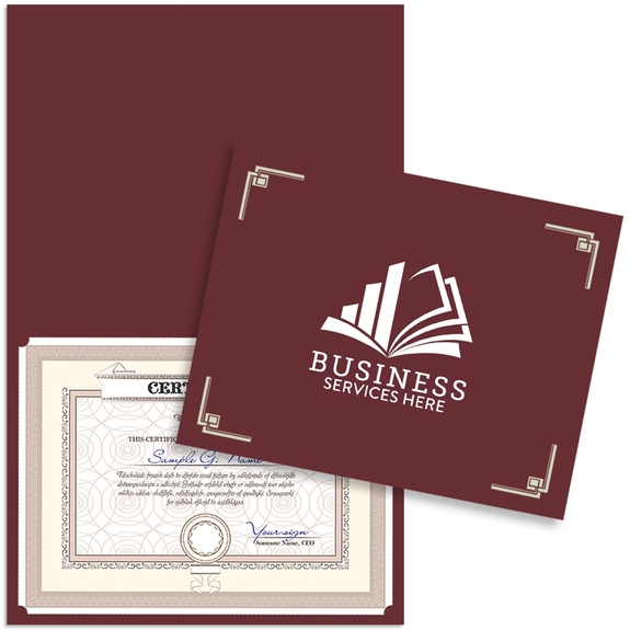 Burgundy - Linen Custom Logo Certificate Folder