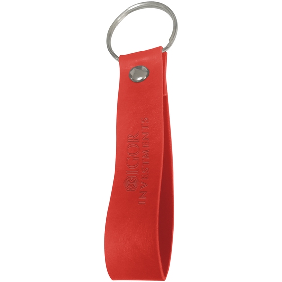 Red Debossed Leatherette Promotional Key Ring