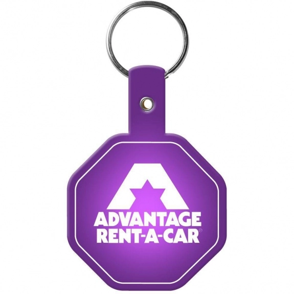 Translucent Purple Stop Sign Shaped Promotional Key Tag