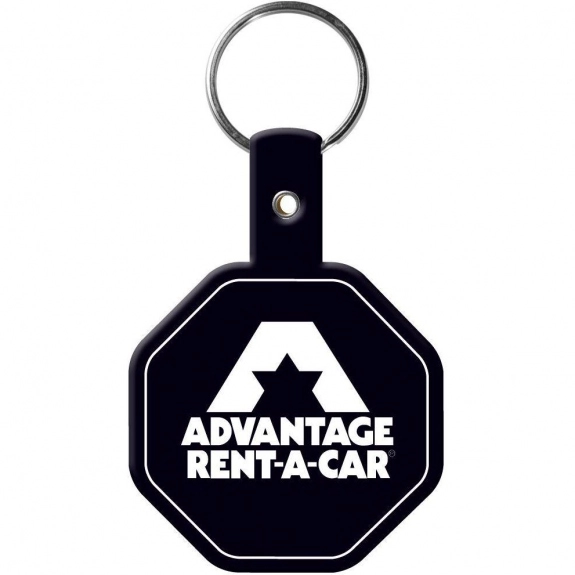 Solid Black Stop Sign Shaped Promotional Key Tag