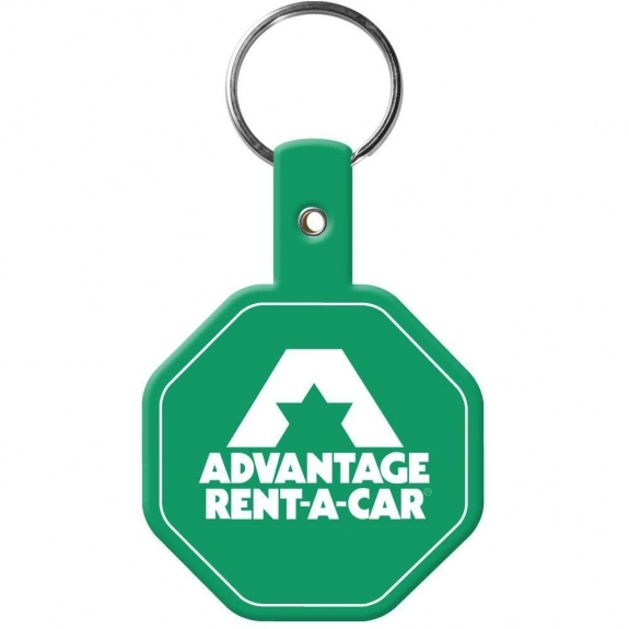 Solid Green Stop Sign Shaped Promotional Key Tag