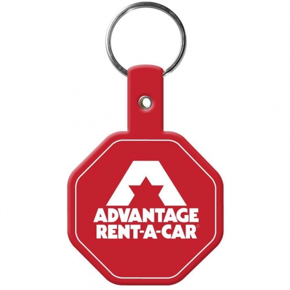 Solid Red Stop Sign Shaped Promotional Key Tag