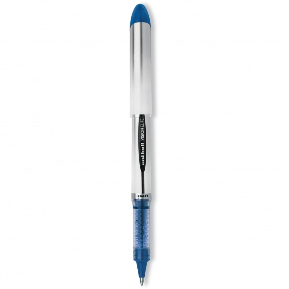 Silver with Blue Ink Uni-Ball Vision Elite Rollerball Promotional Pen 