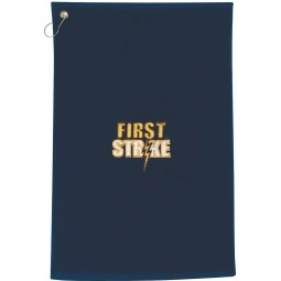 Navy 100% Cotton Embroidered Promotional Golf Towel 25"w x 16"h