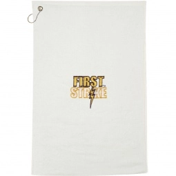 White 100% Cotton Embroidered Promotional Golf Towel 25"w x 16"h