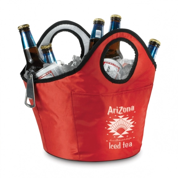 Red 8 Can Portable Custom Cooler Bucket 