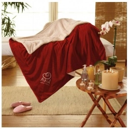 Red Micro Mink Sherpa Embroidered Custom Blanket