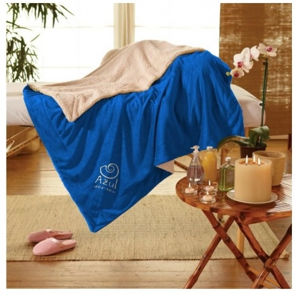 Royal Blue Micro Mink Sherpa Embroidered Custom Blanket