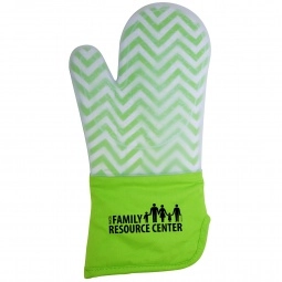 Lime Green Frosted Silicone Custom Oven Mitts - Chevron Pattern
