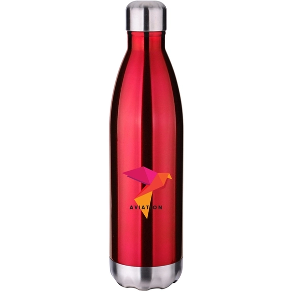 Red Full Color Vacuum Insulated Stainless Steel Custom Water Bottle – 26 oz