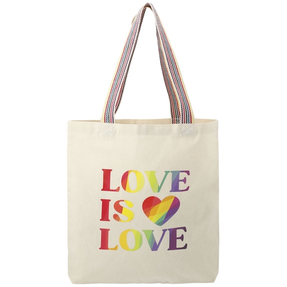 Natural - Rainbow Recycled Cotton Branded Convention Tote