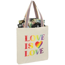 In Use - Rainbow Recycled Cotton Branded Convention Tote