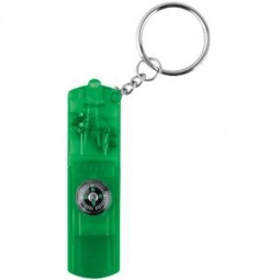 Translucent Green Safety Whistle Promotional Key Light w/Compass