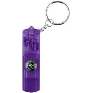 Translucent Purple Safety Whistle Promotional Key Light w/Compass