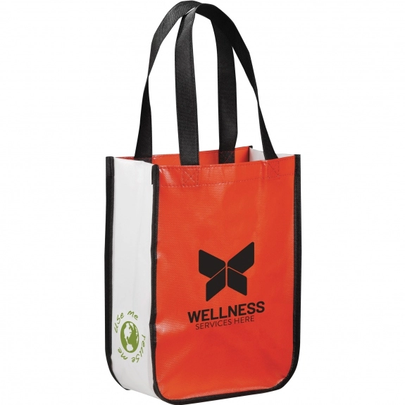 Red Laminated Non-Woven Shopper Printed Tote Bags - 9"w x 12"h x 4.5"d
