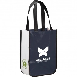 Navy Blue Laminated Non-Woven Shopper Printed Tote Bags - 9"w x 12"h x 4.5"