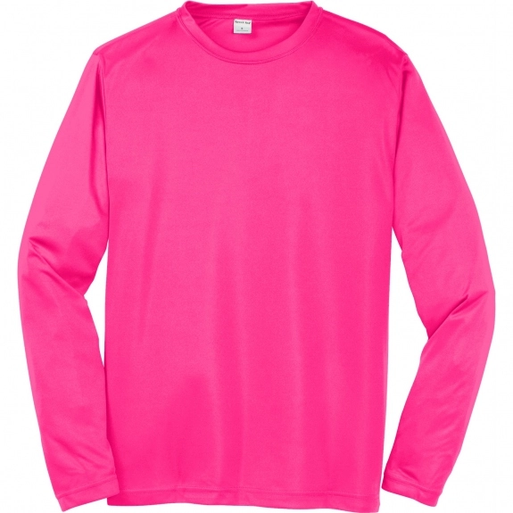 Neon Pink Sport-Tek Long Sleeve Competitor Logo Shirt