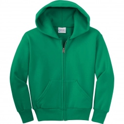 Kelly Green Port & Company Full Zip Custom Hooded Sweatshirt - Youth - Colo