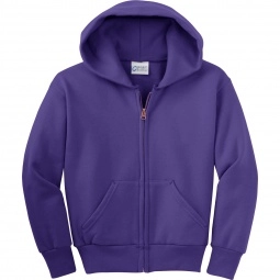 Purple Port & Company Full Zip Custom Hooded Sweatshirt - Youth - Colors